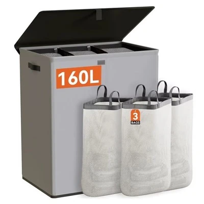 Grey Fabric Laundry Hamper