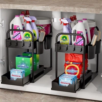 Swb tawm hauv qab Sink Txee Organizer